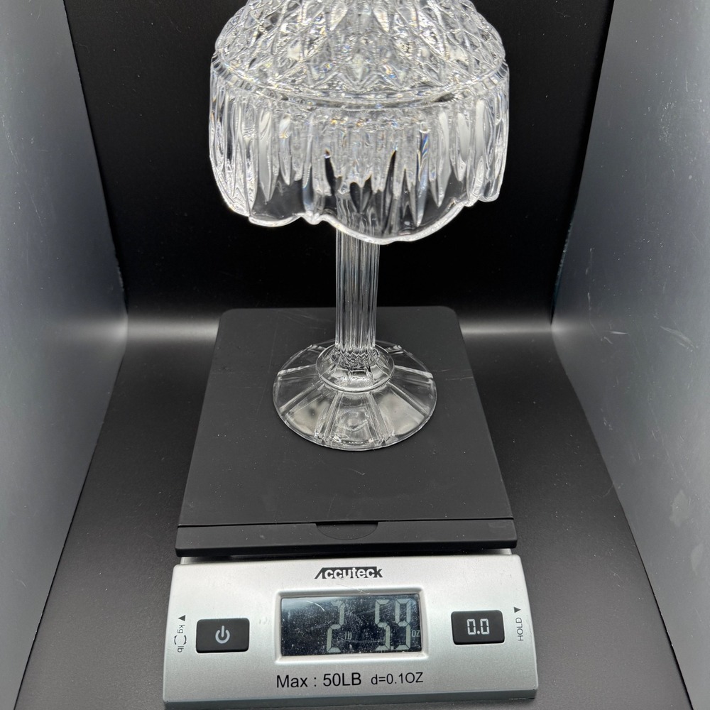 Pressed Glass Fairy Lamp Domed Shade Votive Candle Holder Clear Incl Dome & Base - Picture 12 of 12
